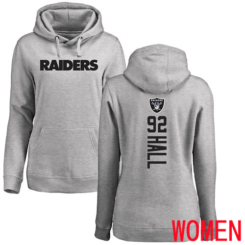 Oakland Raiders Ash Women P J Hall Backer NFL Football 92 Pullover Hoodie Sweatshirts